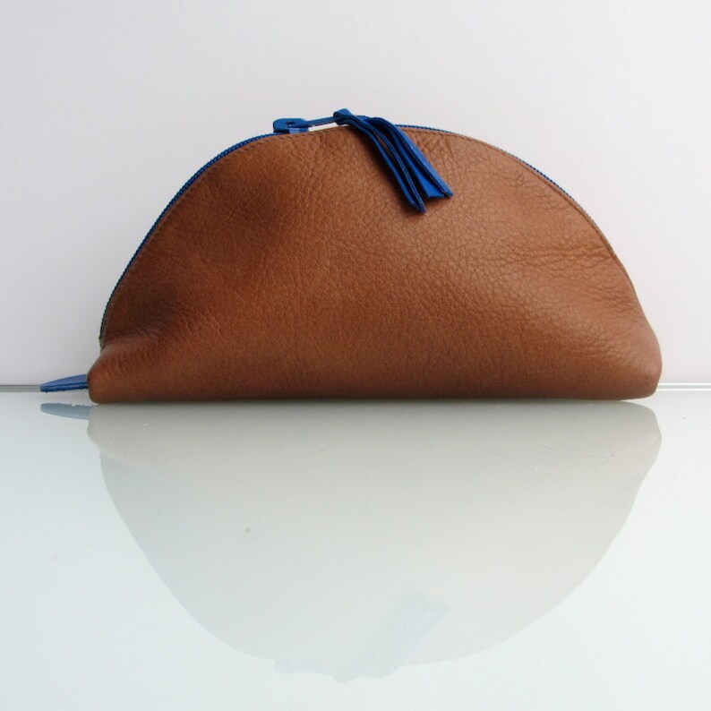 Leather zipper pouch / bag organizer / cosmetic bag SUNRISE Etsy