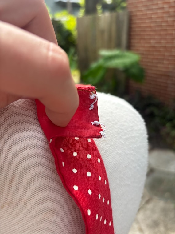 1970s VTG Ruby Red & White polka dot halter maxi … - image 9