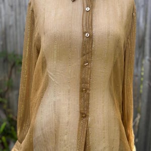 80s Silk & Metallic Button Up Blouse