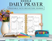 Doodle Daily Prayer Journal Printable, Christian Prayer Journal Pages for Quiet Reflection, Faith Journaling, Gratitude, and Spiritual Reset