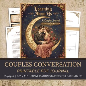 Couples Conversation Journal Printable: Learning About Us Date Night Questions, Digital Download