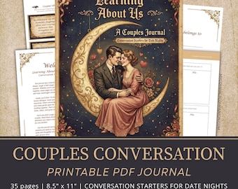 Couples Conversation Journal Printable: Learning About Us Date Night Questions, Digital Download