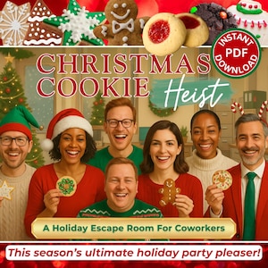 Christmas Escape Room for Adults: Work Party Game, Printable Mystery, Escape Room Printable Fun with Coworkers, Holiday Party Game