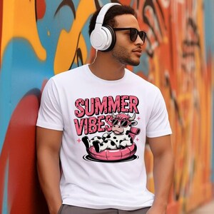 Sommer Vibes Kuh T-Shirt Lustige Highland Kuh T-Shirt Retro Strand Shirt Niedlich Bauernhof Tier Grafik T-Shirt Landmädchen Shirt Sommer Lässiges Outfit
