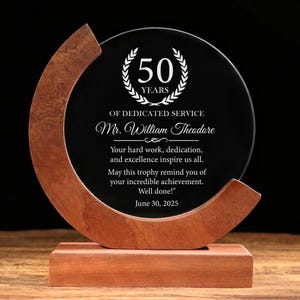 Personalized Glass Award, Employee, Retirement, Appreciation Gift, Graduation, Plaque, Crystal Award, Thank you, Engraved Trophy, of Year