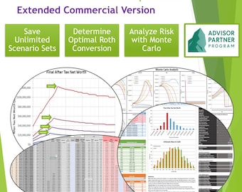 Excel Roth IRA Conversion Optimizer - 2026 Extended Commercial Version (Digital Download)
