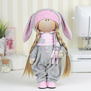 Handmade Tilda Bunny Doll – Soft Textile Rabbit, Cozy Interior Decor, Nursery Gift, Fabric Art Doll, Easter or Baby Shower Gift Idea