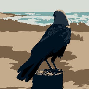 GCODE & SVG - Kråkekonst - Digitala filer för laserskärning/Cricut - Kråka vid havet
