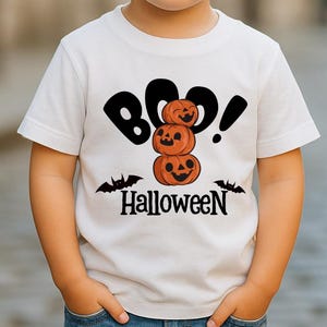 Kids Halloween BOO Shirt, Cute Pumpkin Stack Trick or Treat T-Shirt, Funny Halloween Outfit, Stray Kids Shirt, Halloween Gift Tee
