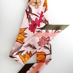 SKINNY SILK SCARF | Vibrant Florals, Hair scarf, Bag scarf, Belt scarf