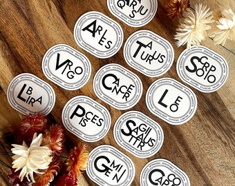Modern & Chic Zodiac Stickers, astrology signs clear sticker modern black zodiac sign vinyl sticker