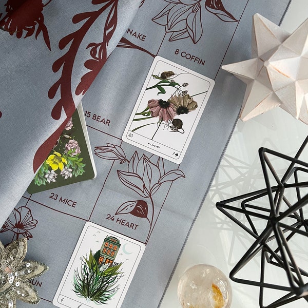 Terra Lenormand Grand Tableau Cloth Gris, tela de lectura de adivinación tela de altar lenormand