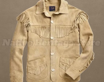 Handgemaakt suède jack met franje – leren westerncowboyjas – rodeo, inheemse stijl, festivaloutfit