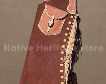 Chaparreras vaqueras de ante hechas a mano con bolsillo y flecos - Ajuste personalizado