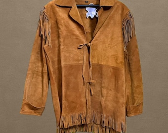 Chaqueta de gamuza con flecos hecha a mano / Estilo vaquero occidental / Ropa tradicional nativa / Abrigo de cuero rústico