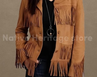 Chaqueta vaquera con flecos de ante auténtico / Abrigo vaquero hecho a mano