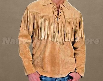 Handgemaakt suède cowboyshirt met franje: Western Rodeo Wear