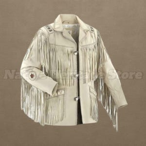 Handmade Suede Fringe Jacket: Men&#39;s Beaded Western Cowboy Coat