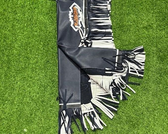 Chaparreras de cuero negro hechas a mano con flecos / Chaparreras de rodeo de piel de vaca repujada / Equipo de equitación western