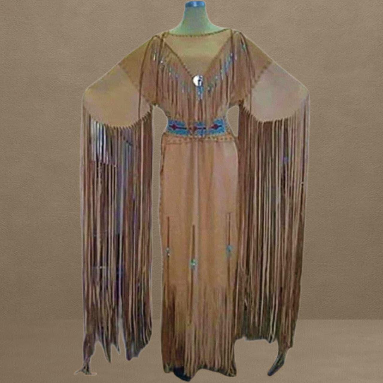 beaded buckskin dress for sale NATIVE AMERICAN CHEROKEE BEADED WOMANS BUCKSKIN BEADED 1930's DRESS   Triple A Antiques