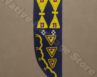 Funda de cuchillo con cuentas hecha a mano: cuero de gamuza estilo sioux con cuentas