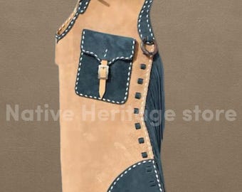 Chaparreras de cuero estilo western hechas a mano / Chaparreras de rodeo bicolor / Equipo de vaquero personalizado