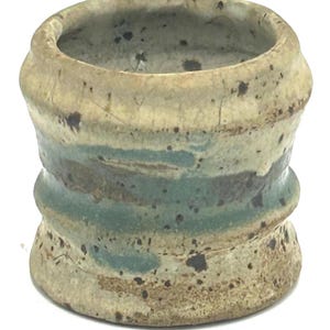 Vintage Studio Pottery Ink Pot: Speckled Glaze, Ribbed Design