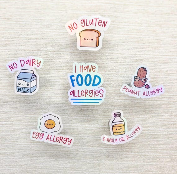 Food Allergy Stickers: Waterproof Lunchbox Decals for Kids