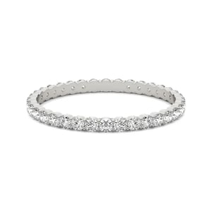 Anillo de moissanita, 2 mm, plata de ley 925, diseño de eternidad completa.