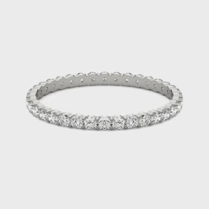 Moissanite Eternity Band: 2mm Sterling Silver Stackable Ring
