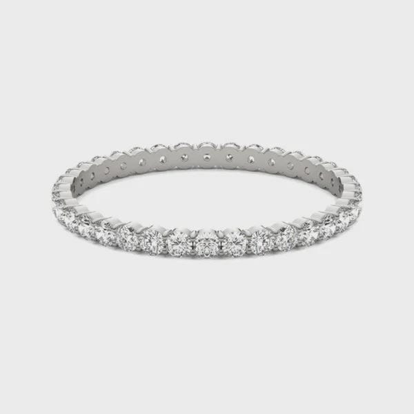 Moissanit Evighetsband: 2 mm Stapelbar Ring i Sterlingsilver