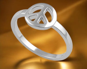 Sterling Silber Peace Zeichen Ring - Handgemachter Boho Schmuck