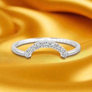 Alianza de boda curva de moissanita, anillo de aniversario en plata de ley 925