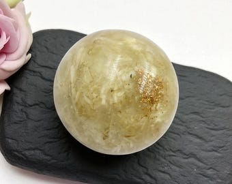 Selenite Copper Resin Sphere: Energy Healing Orgonite Crystal Ball