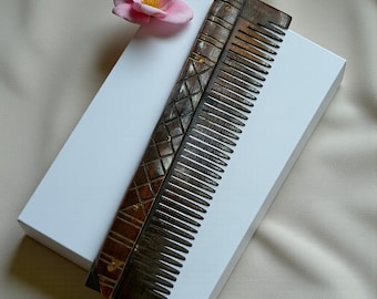 Handcrafted Carved Brown Bone Hair Comb: Ethnic Pattern Grooming