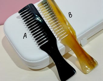 Handcrafted Natural Horn Wide Tooth Comb: Detangling, Anti-Static