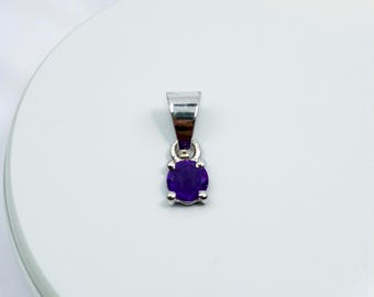 Amethyst Charm Pendant, 925 Sterling Silver, February Birthstone