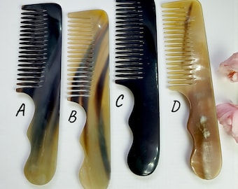 Handcrafted Natural Horn Hair Comb, Wide Tooth, Antistatic