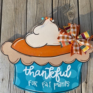 Thanksgiving door hanger, Fall door hanger, Pie door hanger, Pumpkin door hanger, wooden door hanger, fall wreath