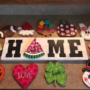 Interchangeable Home sign, Home sign, Seasonal sign, Attachments, Holiday sign
