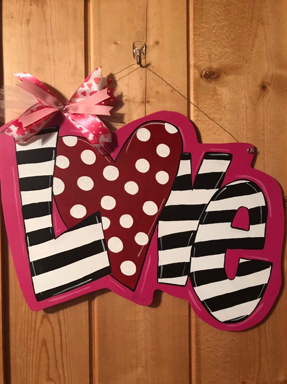 Love Door Hanger Valentine S Day Door Hanger Wooden Door Etsy