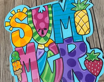 Summer door hanger, Sunshine door hanger, Pineapple door hanger, Ice Cream door hanger, summer wreath