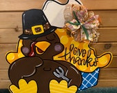 Turkey door hanger, Fall door hanger, Leopard print door hanger, Thanksgiving door hanger, wooden door hanger, fall wreath