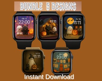 Cute Halloween Apple Watch Faces – 5 Digital Designs (Instant Download)