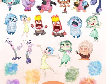 Inside Out 2 Watercolor PNG Clipart Bundle, Anxiety Joy Sadness Anger, Inside Out Shirt & Sticker, Inside Out 2 Watercolor, Digital File