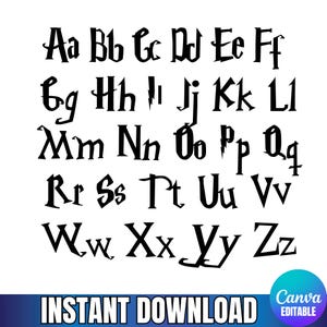 May include: A black digital alphabet set featuring uppercase and lowercase letters in a stylised, jagged font. The letter I is represented by a lightning bolt, and the letter P includes a lightning bolt detail. The text INSTANT DOWNLOAD is visible.