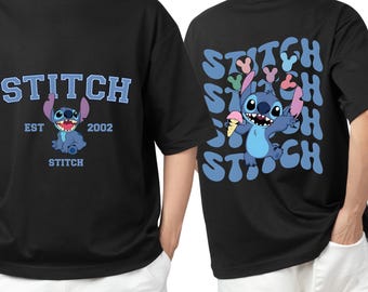 Camiseta de Stitch de Disney (establecida en 2002), camiseta de Stitch, sudadera con capucha de Stitch, sudadera con capucha de Disney, camiseta de Stitch (delantera y trasera), camiseta de Stitch Disneyland