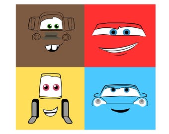 Cars Faces Svg Cliparts Bundle, Cars face Png Svg, Cars Tshirt Design Cartoon Clipart, Lightning McQueen Tow Mater Png, Instant Download