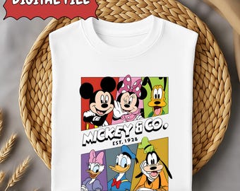 Retro Mouse and Friends Checkered Png, Mickey & Co Png, Mickey And Co. Est. 1928 Png, Mickey And Friends Png, Digital File