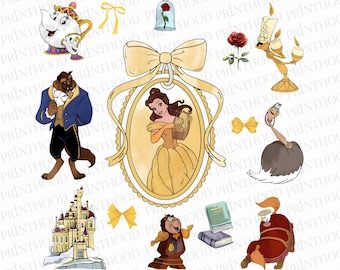 Retro Belle Png, Retro Beauty and the Beast Png, Belle Princess Png, Instant Download